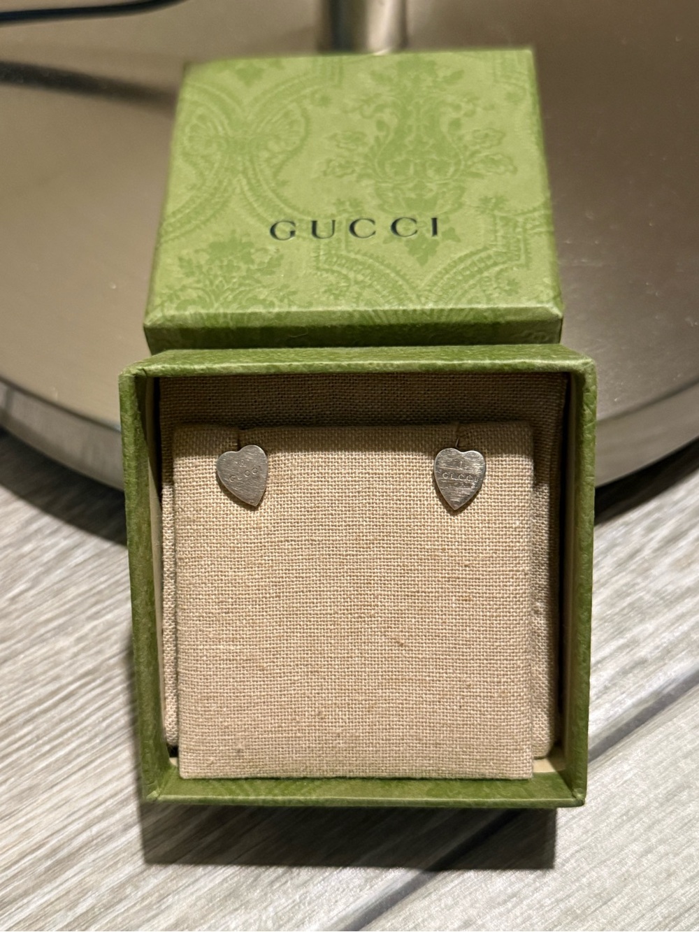 Gucci Silver Heart earrings with packaging - Picture 2 of 5